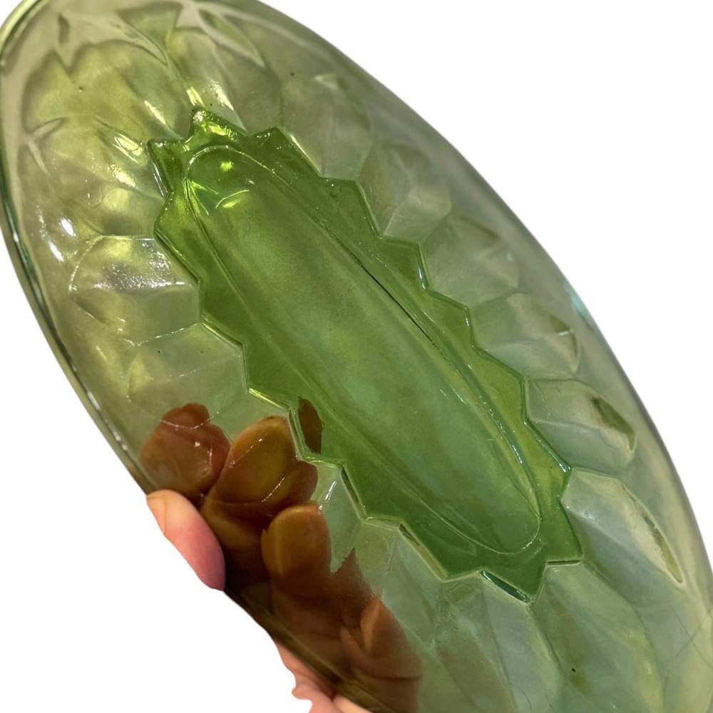 Vintage Avocado Green Glass Oval Relish Dishes Set of 3 MCM Retro Serveware - Picture 4 of 12